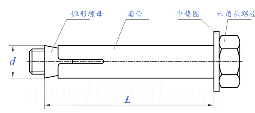 Steel Expansion Screw for Lifting Machine Special Expansion Bolt for Car Gantry Elevator DIN Standard Plain Finish