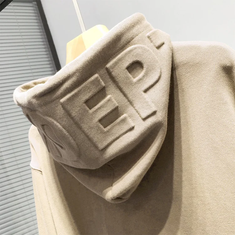 Custom Logo Men Thick Heavyweight High Quality French Terry 100% Cotton Hoodie 3d Embossed Hoodie Sweatshirt Logo Print