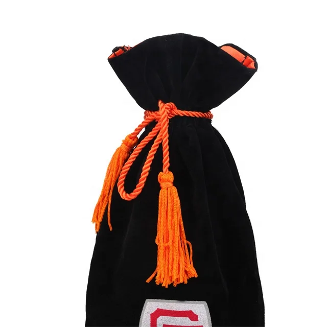 Luxury wine bottle wine velvet drawstring bag with tassel gifts packaging