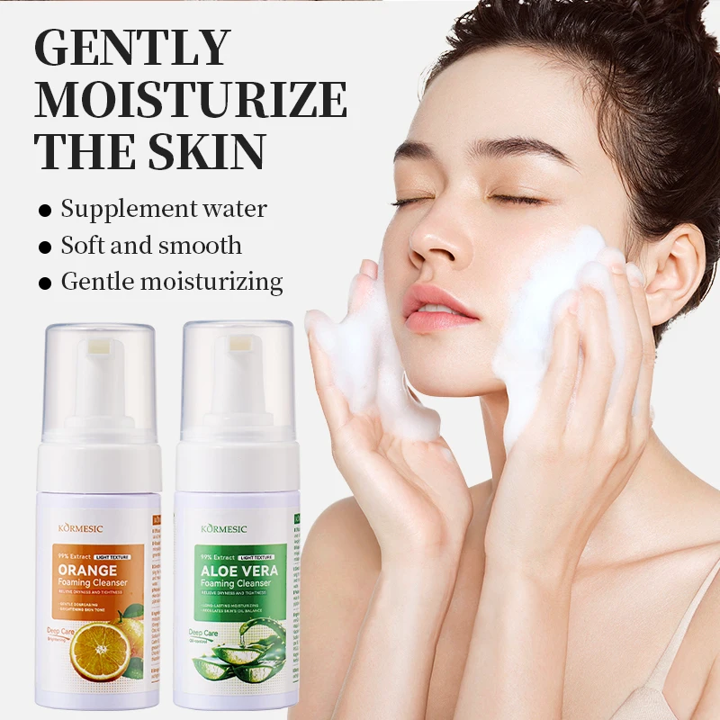 Bpom Approved KORMESIC Private Label face wash 100g Moisturizing Whitening Facial Cleanser Aloe Vera Orange cleansing foam