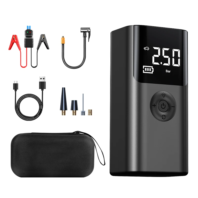 Portable Car Jump Starter with Air Tire Inflator Car Air Pump for Cars Motorcycles Trucks Lithium Battery Power Source LED Light