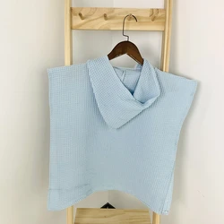 Quick Dry 100% Organic Cotton Waffle Beach Towel Poncho Robe Hooded Boys Girls