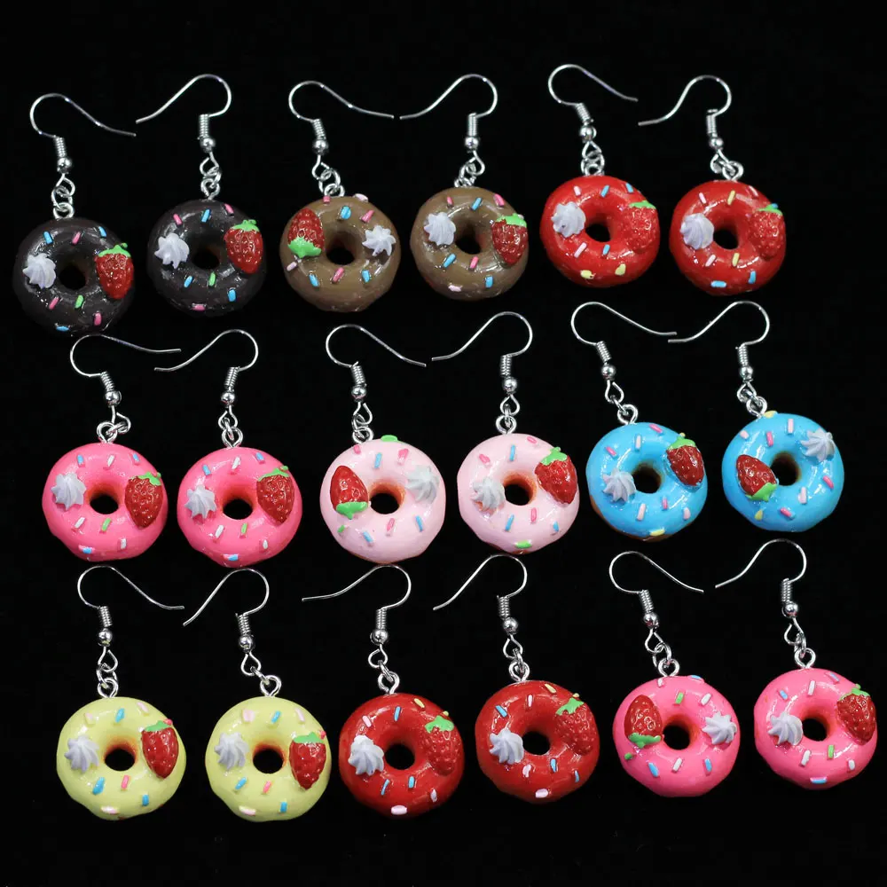Drop Earrings Handmade Candy Color Cute Cartoon Food Cake Donuts Fashion Jewelry Lovely Valentines Gift Melaleuca cake