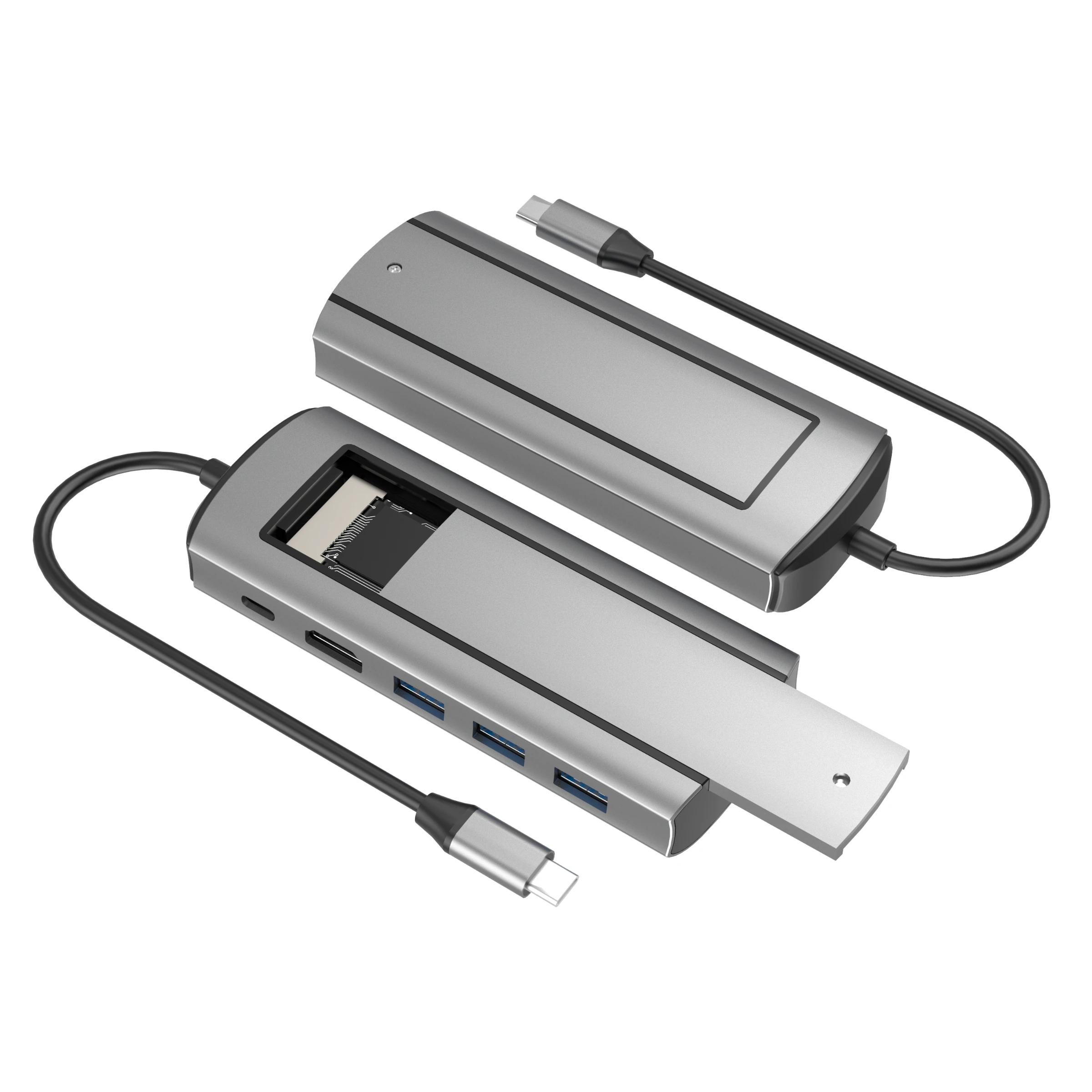 8 In 1 7 IN 1 nvme hub 4K60HZ 4K30HZ USB C HUB HDMI-compatible SSD Case Support SATA NVME Pd Fast Chargessd nvme m2