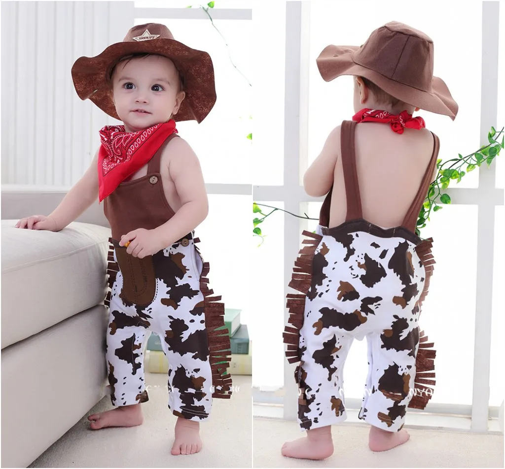 Kid Cowboy Boys 18-24 Month Fancy Western Boys Romper Toddler Wild West Western Cowboy Costume With Hat