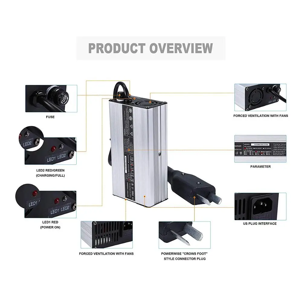 36V 5A Golf Cart Battery Charger with Crowsfoot style for Yamaha EZGO Trickle Charge 36V Lead acid battery charger