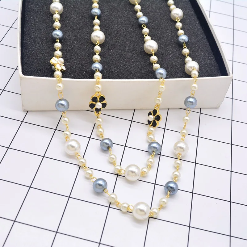 New Hot Jewelry Multilayer Sweater Chain Long Charm Pearls Necklace For Women