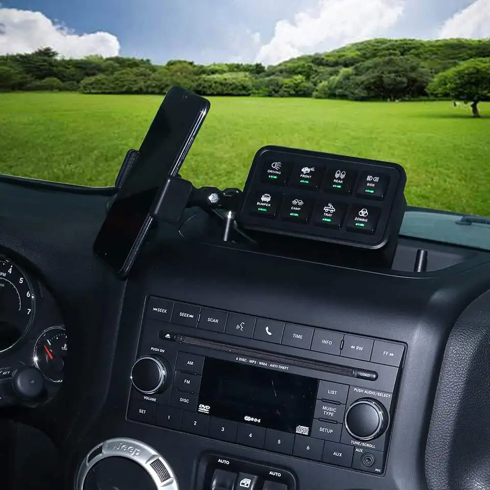 12V Offroad 8 Gang Push Button Switch Panel For Universal Car with Relay Control System Box