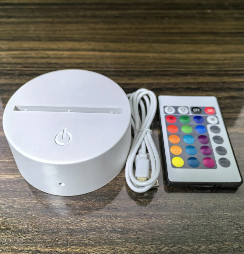 USB cable touch 3D LED lamp holder, night light replacement, 7-color color lamp base