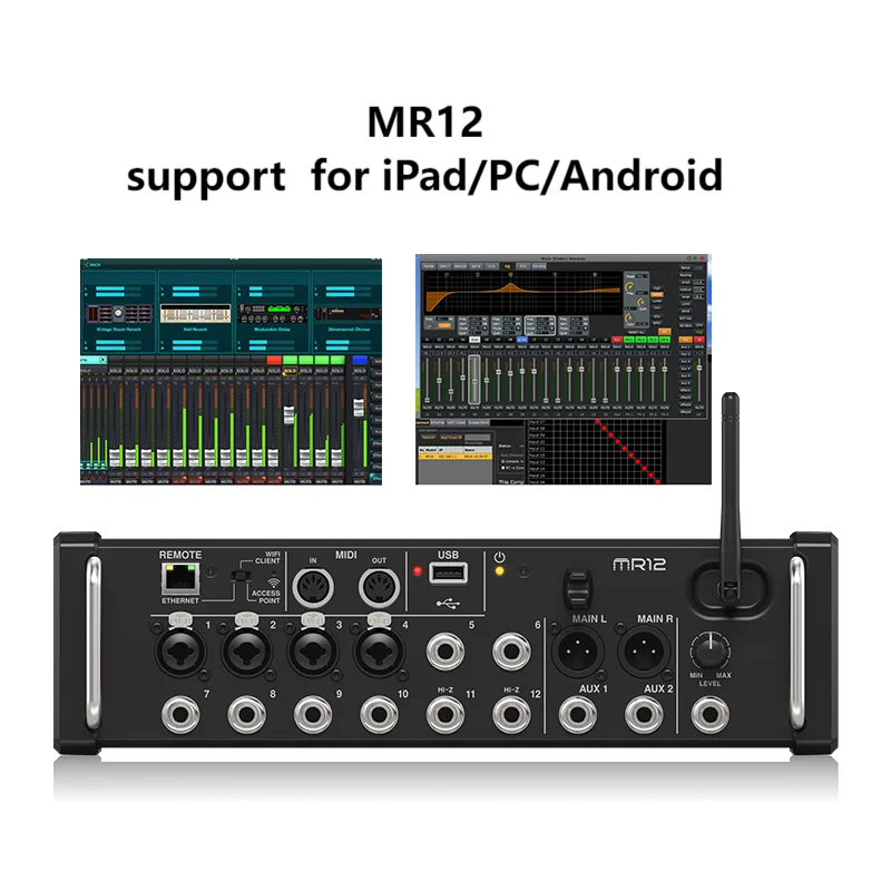 2024 MR12 для Android планшетов профессиональный аудио живой записи микшер цифровая студийная консоль