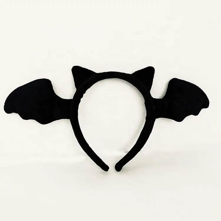 New Popular design Plush Black Bat ear fur headband for christmas party