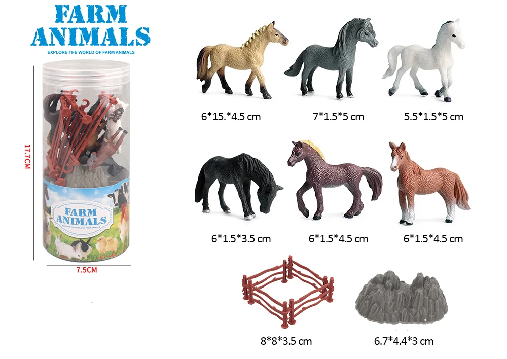 Accept custom PET tube mini plastic farm animal toy