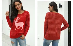 Autumn winter snowflake fawn jacquard Christmas knit women sweater sets winter sweaters women tops