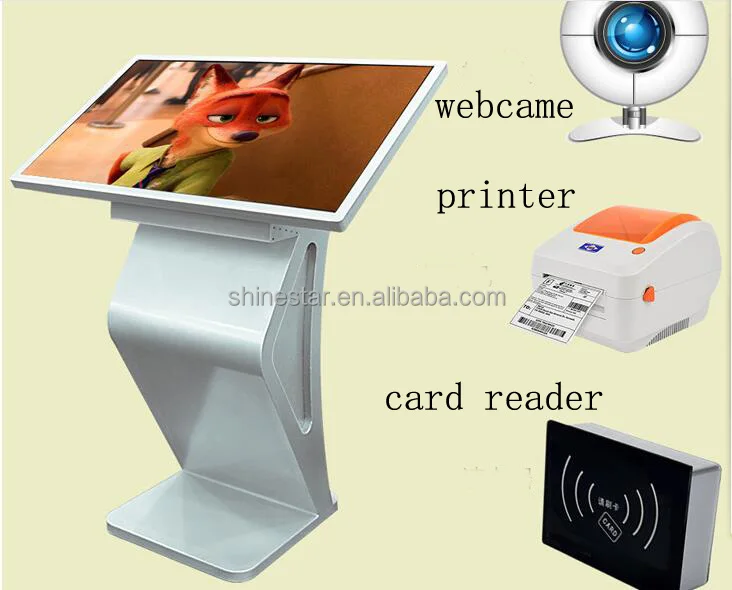 floor stand 24 inch LED interactive self-service terminal advertising display kiosk with mini PC