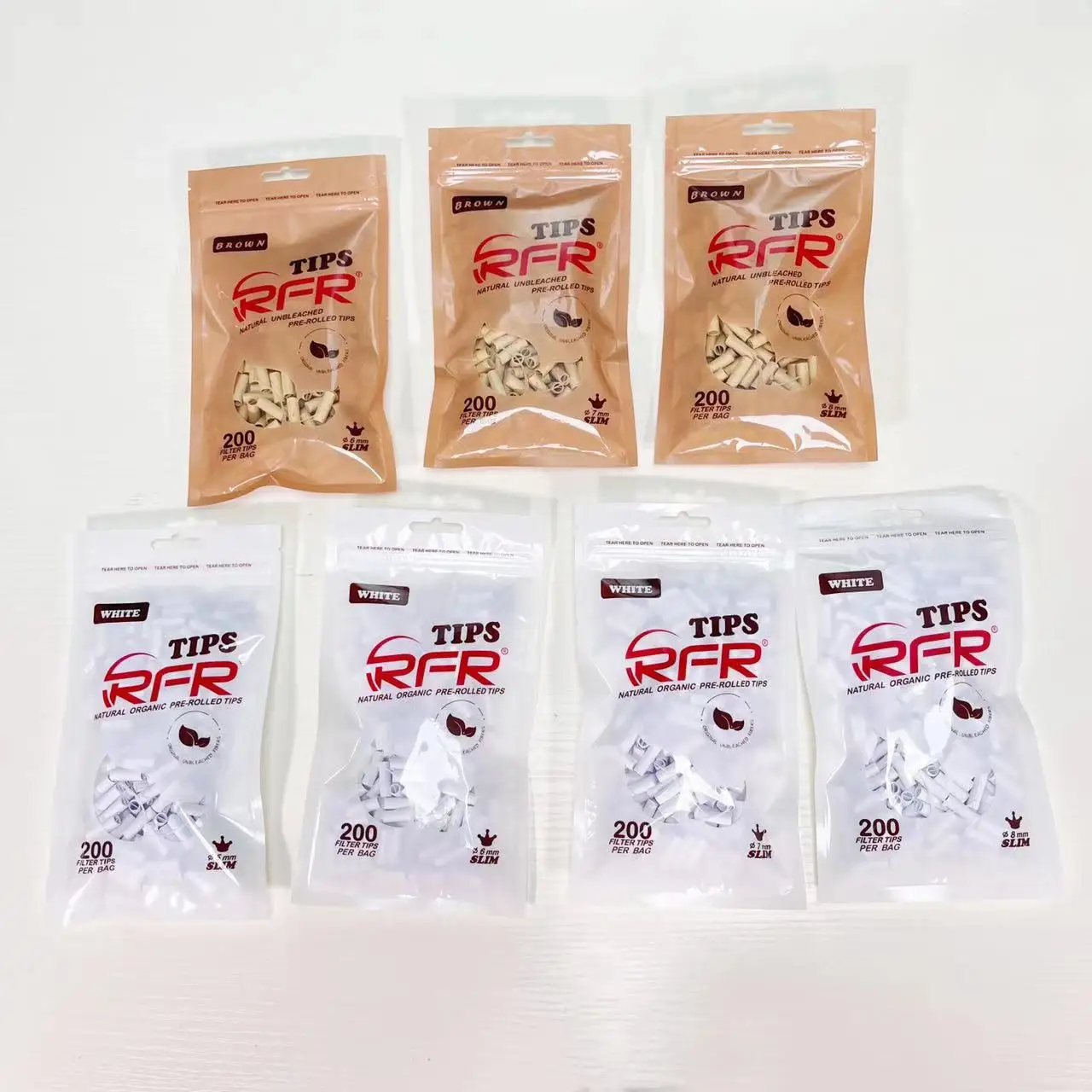 RFR Brown Filter Tips in Various Sizes Can Custom Packaging for Cigarette Smoking Paper Roll and Rolling Papers