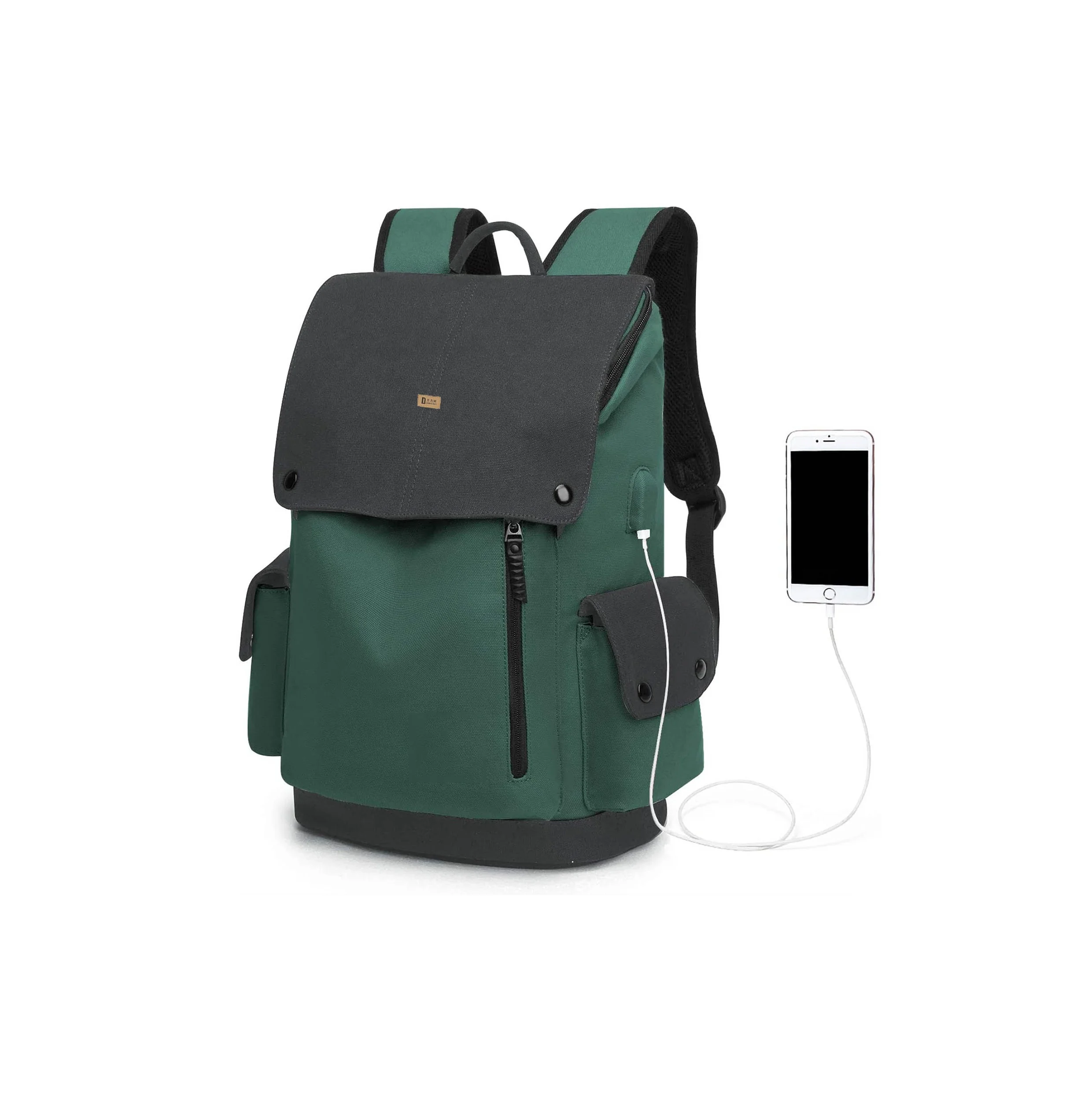 Холщовая дорожная сумка для ноутбука на заказ, водонепроницаемый рюкзак для школы и колледжа с USB-портом для зарядки