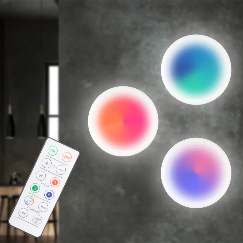1 + розничная продажа новый 16-цветный RGB светодиодный круглый свет пульт дистанционного управления креативное украшение для спальни ночник