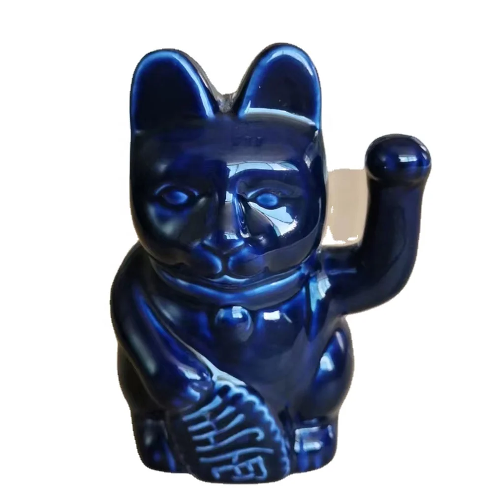 Blue Lucky Cat Mug Ceramic Tiki Mug Bar Cup Porcelain Cocktail Cup