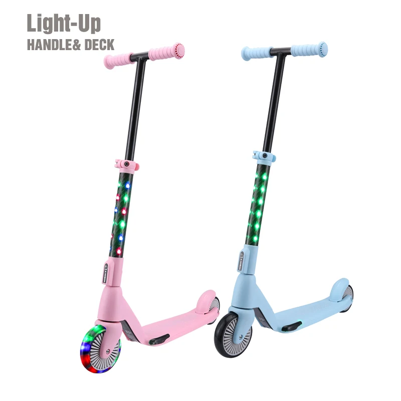 High Quality New design 2 Wheels kick foot scooter handle and deck with Led light