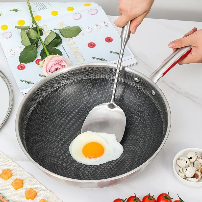 Кухонная посуда Бездымная кастрюля кухонная утварь 304 нержавеющей стали антипригарный ВОК