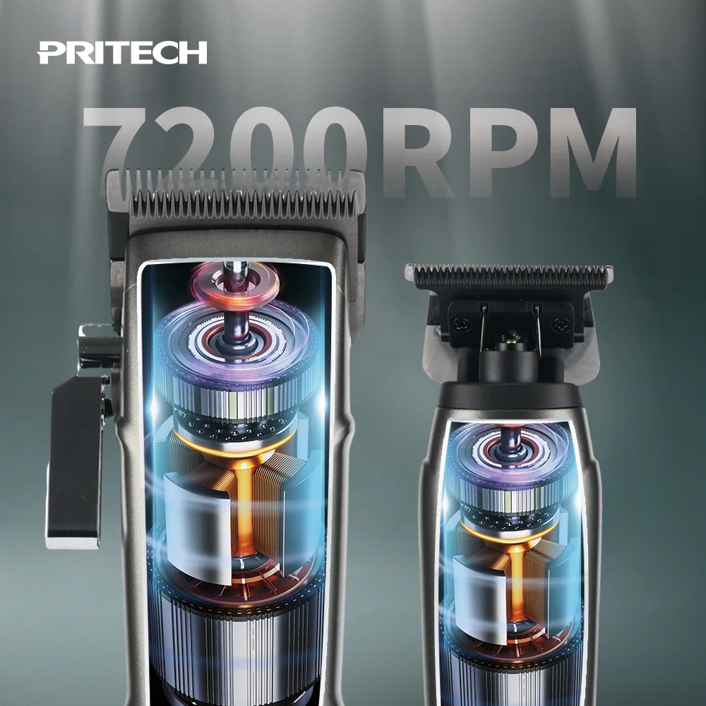 PRITECH electric razor rechargeable T blade hair trimmer cordless professional hair clipper with wireless charging