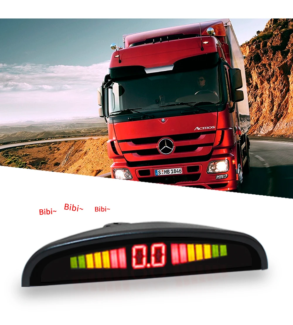 9-35V wide voltage truck reversing radar led reverse ultra sonic radar detector buzzer reversing warning