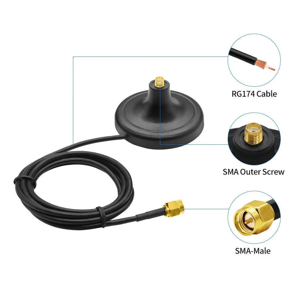 Magnet Antenna Basement SMA Connector Basement Male Head Rg174 Cable Strong Magnetic For Sucker Antenna