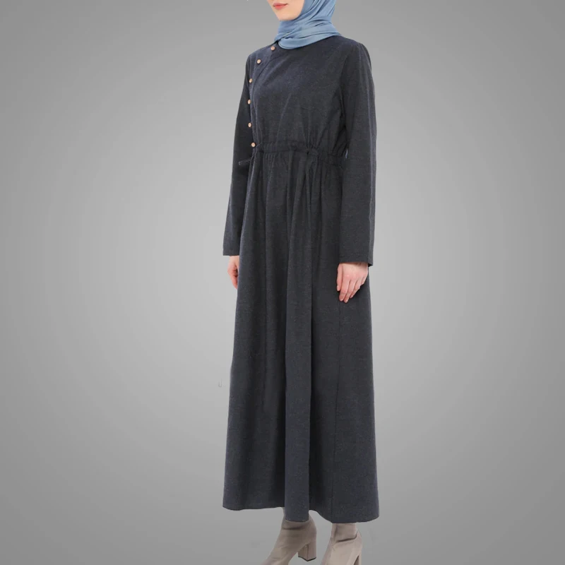 New Hot Sale Female Islamic Clothing High End Long Sleeve Elastic Waist Indonesia Kaftan Dress Casual Muslim Abaya Online