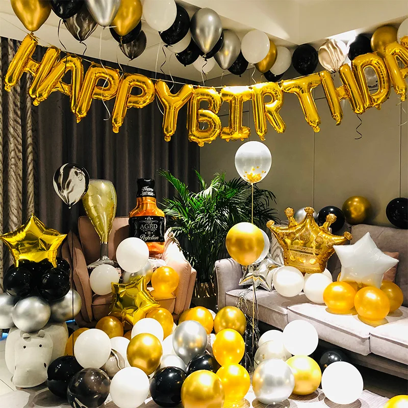 Happy Birthday  Balloons Banner,16 Inch Mylar Foil Letters Balloons Reusable Happy Birthday Balloon Foil