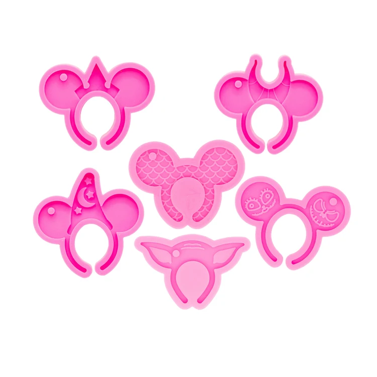 S682 Ready to ship Shiny silicone mini mouse headband shaped keychain mold