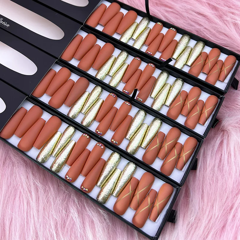 Искусственные накладные палец длинные ногти пресс для ногтей, для нанесения с помощью клея упаковка по индивидуальному заказу накладные ногти