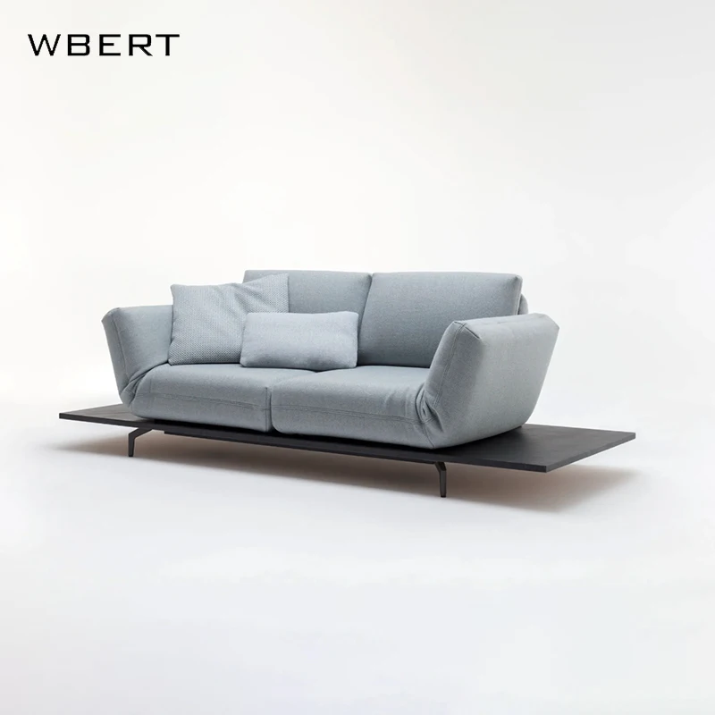 WBERT Italian Minimal Leather Sofa Set Cream Small Family for Living Room or Apartment for Hotels Foshan Furniture