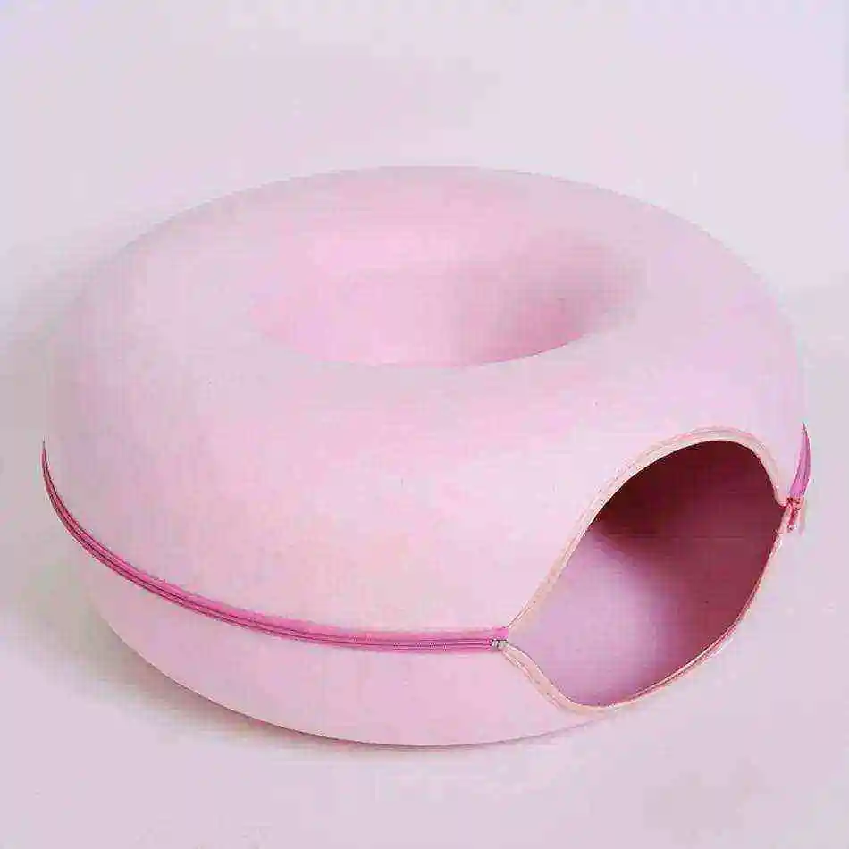 Custom Pet Products Wholesale Washable Luxury Large Cat Pet Dog Bed Felt Donut Cat Cave Fabric Tunnel For Pets