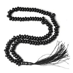 Muslim 99 Black Flat Wooden Scripture Rosary Halal Prayer Beads Lslamic Rosary Tasbeeh Tasbih Lslam