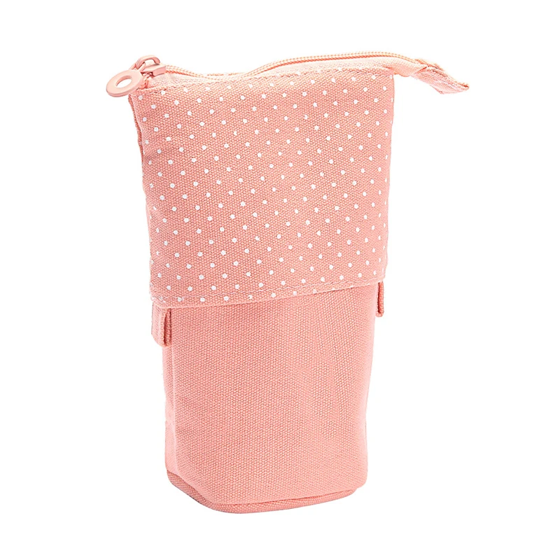 Zipper Pencil Case Retractable Canvas Stationery Bag Pop up Standing Up Pencil Bags Telescopic Kids Pencil Pouch