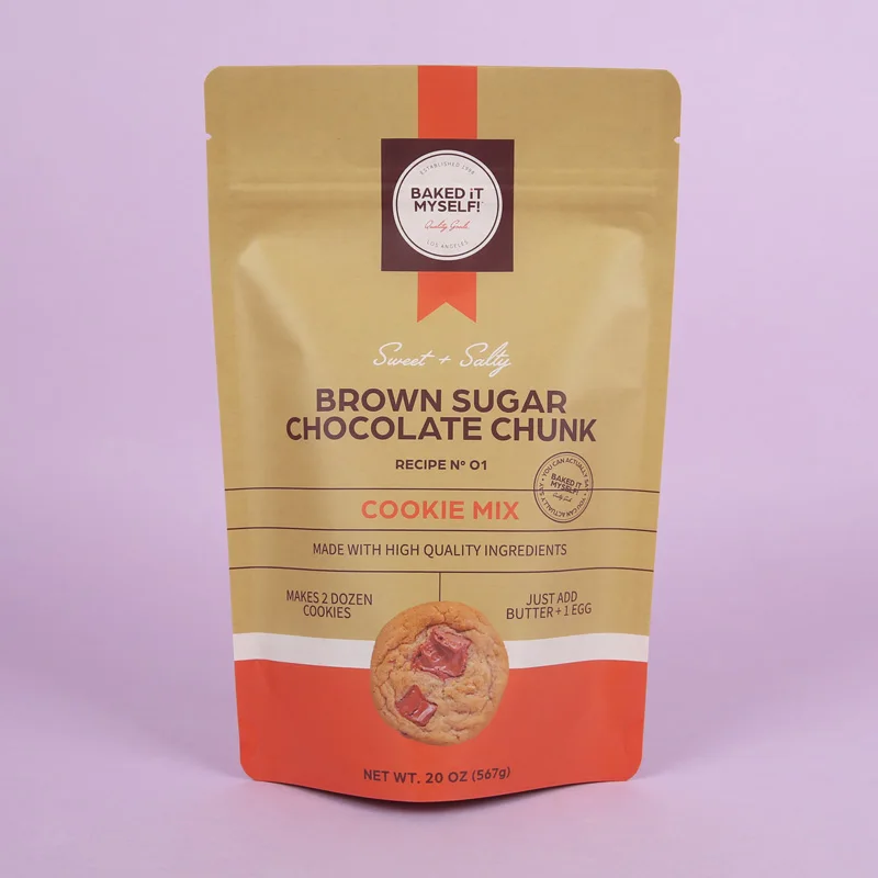 MOQ 500 Custom LOGO Print Cookie Heat Seal Biscuit Pouch stand up pouch food grade with clear window Plastic Zipper Bags