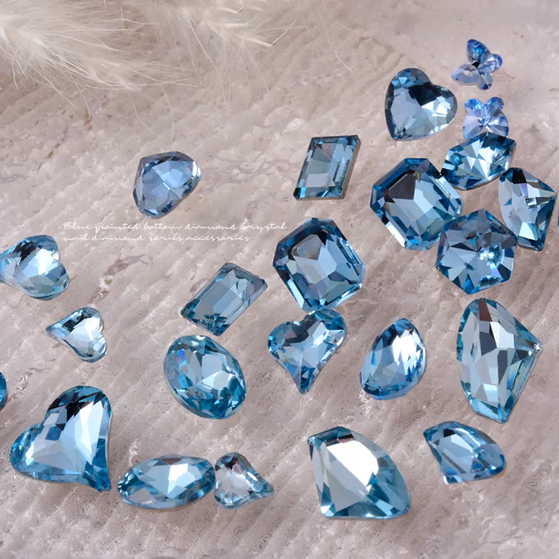 New blue crystal gemstone 2023 nail charms rhinestone swarovski decals for Nail Art Decoration Accessories Nail ornament