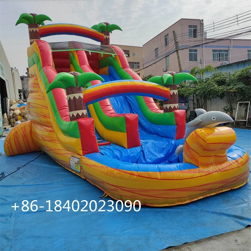Top selling  inflatable castle combo slide with pool for kids and adult bouncers water slides for girl