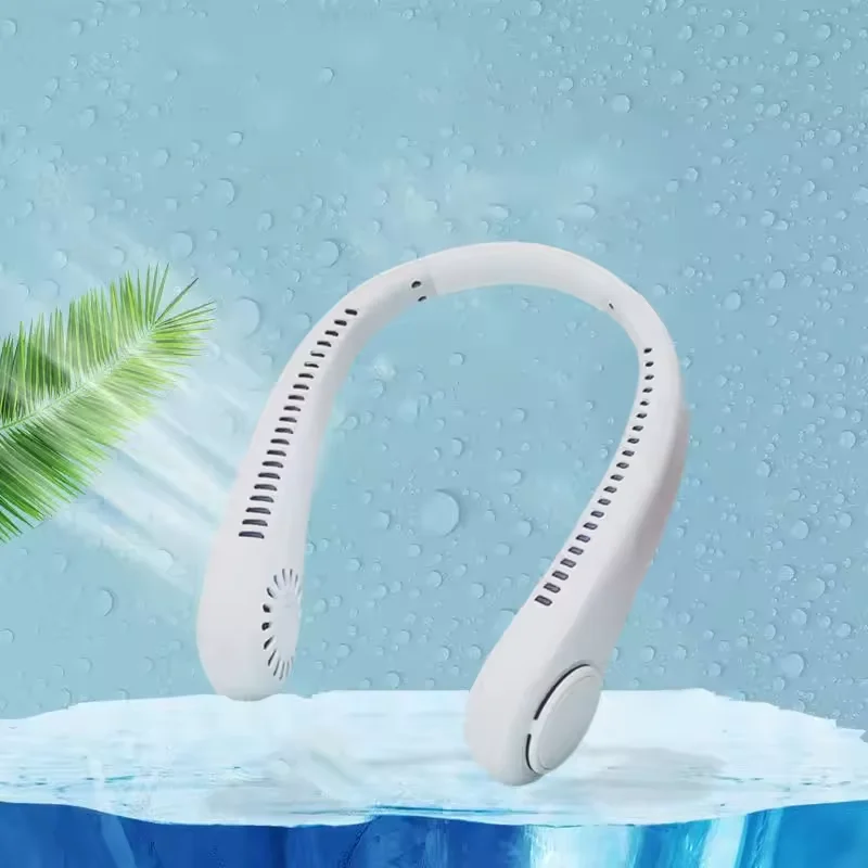 Hot Selling New  Cooling Neck  Fan Mini Outdoor Portable Silent Fan Foldable Rechargeable Leafless Neck  Fan