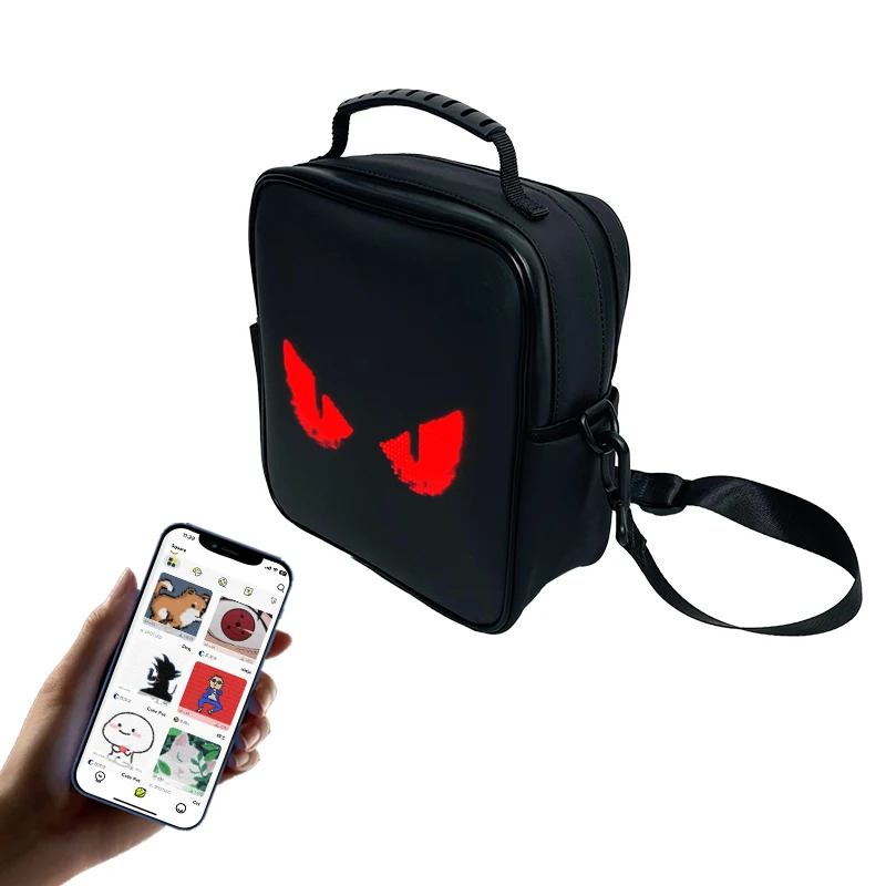 iledshow High Resolution APP Programmable Flashing Light Display Screen Backpack Led Sling Bag With Walking Billboard Panel