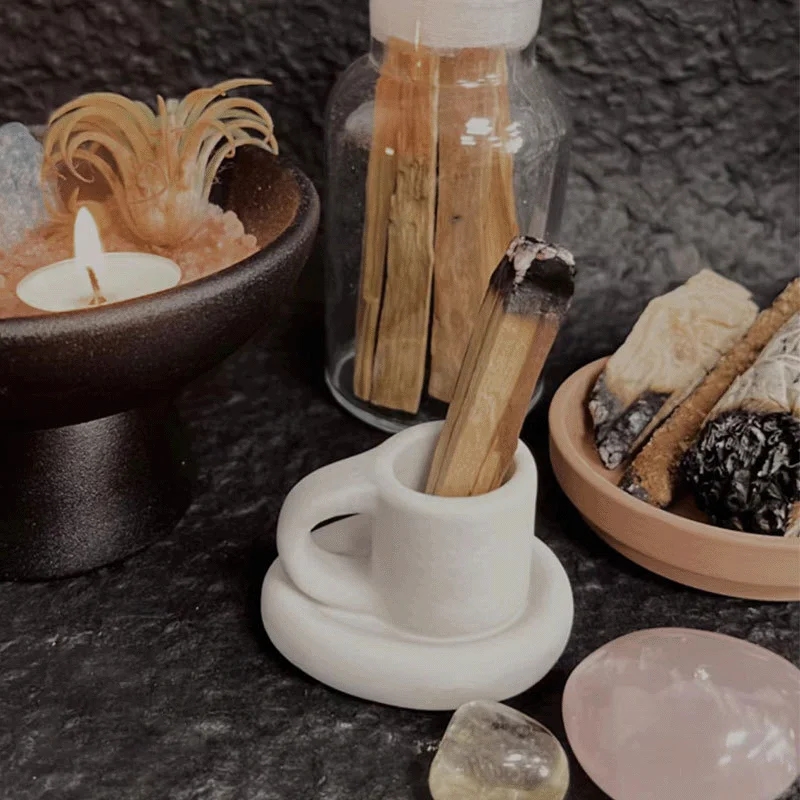 INS minimalist handmade Palo Santo bracket ceramic home decor incense holder candle holder Palo Santo tray ceramic container