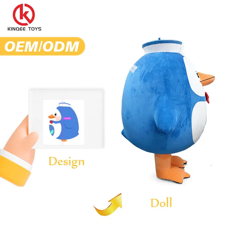 Kinqee MOQ 1 PC custom Cosplay blue penguin Mascot Costume Anime Cartoon Character mascot costume