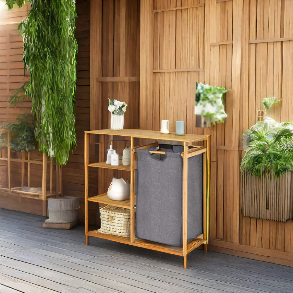 SOPEWOD Space-Saving Laundry Storage Rack Multi-Purpose Basket/Bag Organizer for Essential Clothes and Detergents