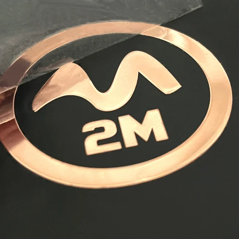 Custom 3D Vinyl GOLD Metallic Transfer Sticker for boxes, leathers, cosmetics plastic & glass bottles, and many other surfaces