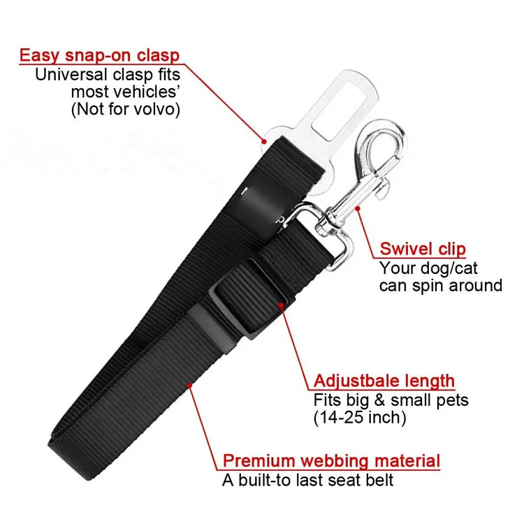 Dog Seat Belt Retractable Dog Car Harness Adjustable Dog Seat Belt for Vehicle Nylon Pet Safety Seat Belts