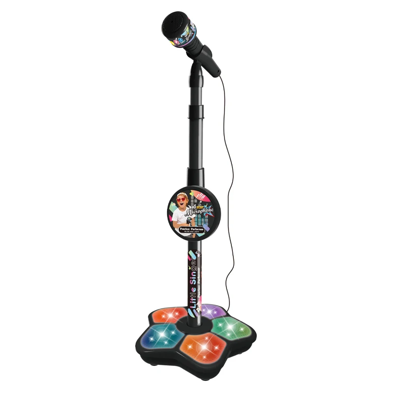 Musical instrument kids karaoke electronic toys games microphone with stand for children