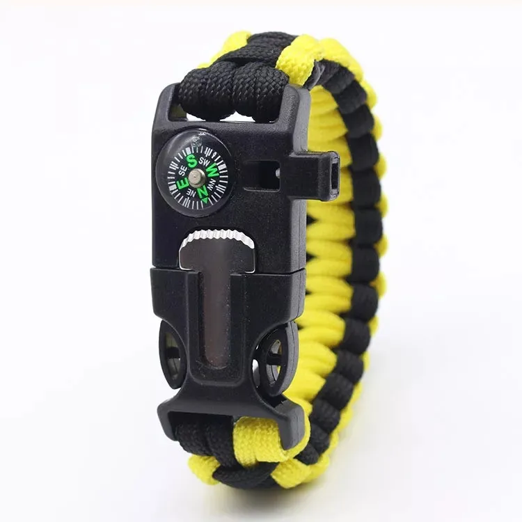 Hot Sale Multifunction Lightweight Camping Bracelet With Emergency Whistle Fire Starter Blade Precision Compass