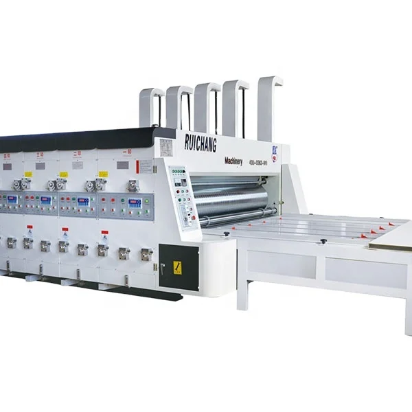 Semi Automatic Chain Feeder Box Flexo Printer 3 Colors Printing Slotting Die Cutting Maker Machine Corrugated Carton