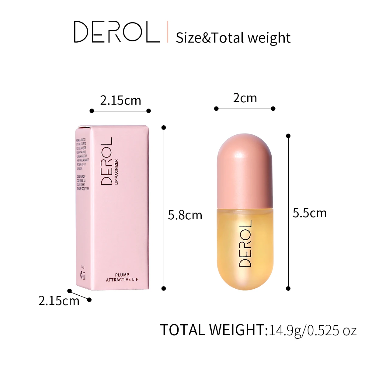 DEROL 5.5ml Plumper Gloss With Organic Peppermint Oil Set  Lip Fullness Moisture Replenishment Travel Size Lip Oil