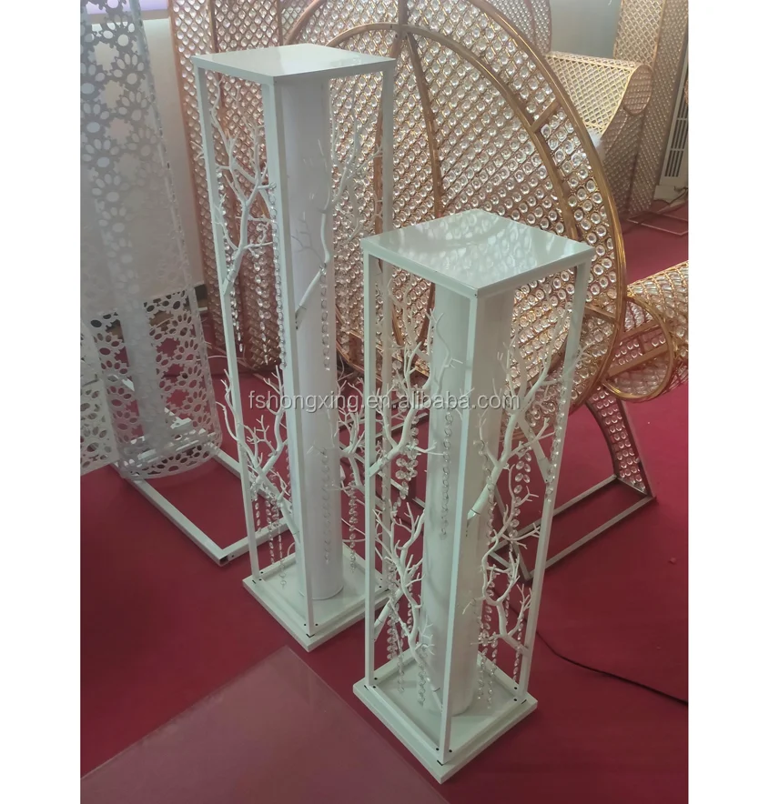 led light white indian wedding pillars for wedding walkway decoration